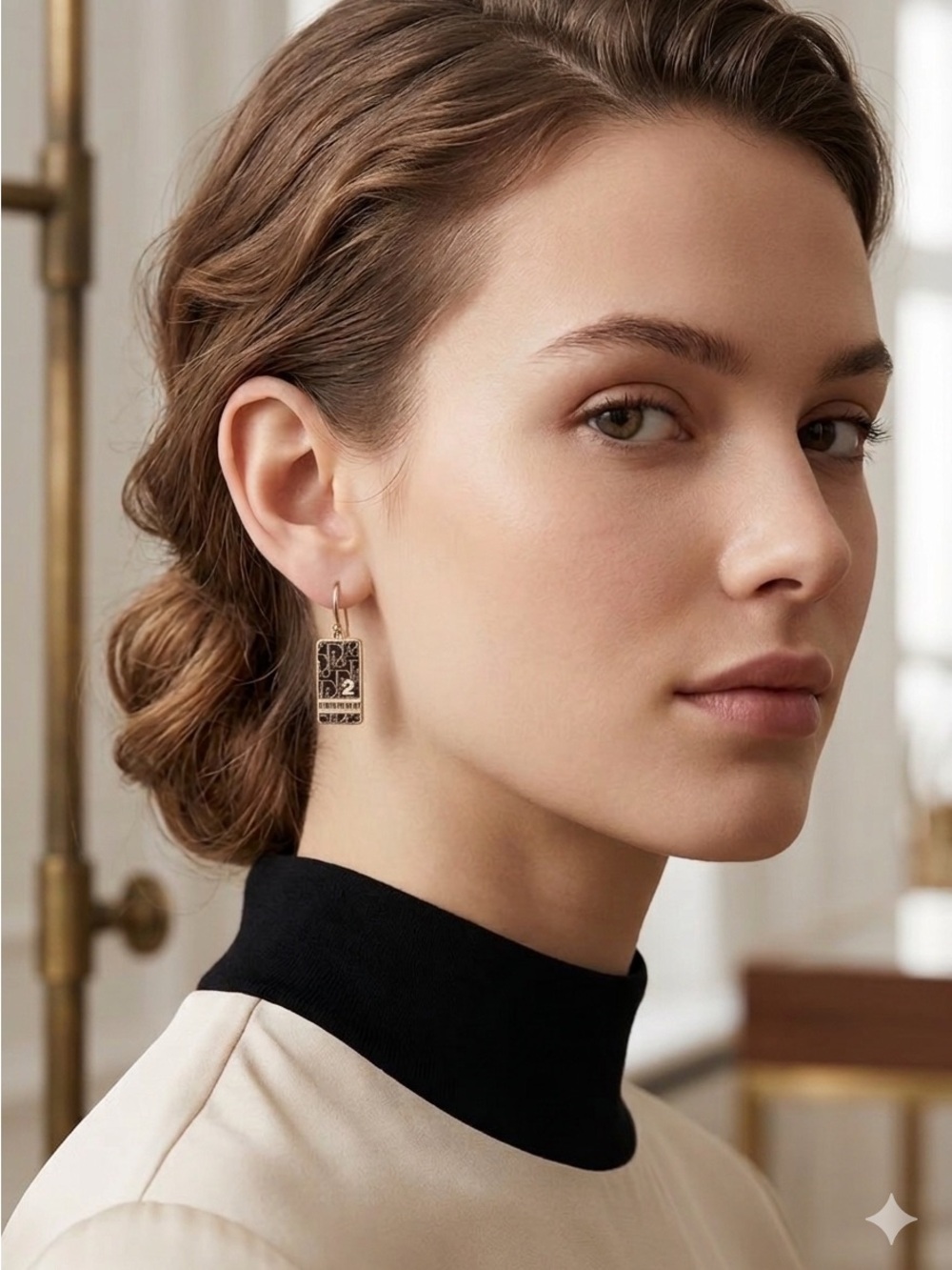 Dior Trotter 2 Earrings in EUC in the color Graphite